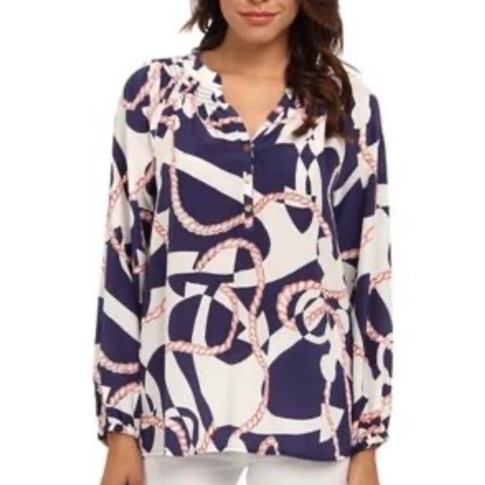 Lilly Pulitzer Elsa Top in the "Booze Cruise" nautical rope and anchor print‎ XS